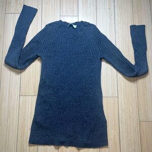 Abecrombie & Fitch Sweater Women Form Fitting Y2K Medium Gray Ribbed Long Sleeve